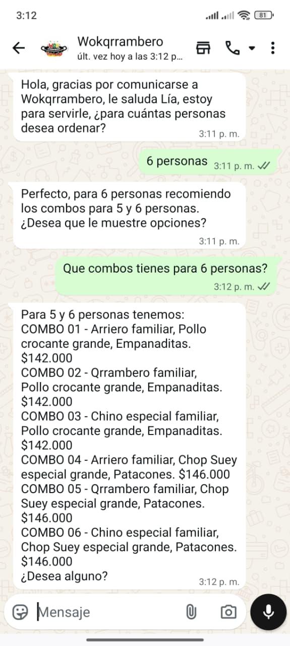 Demo de Lía - Asistente IA de Wok Qrrambero